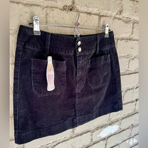 Black Two Pocket Corduroy Mini Skirt